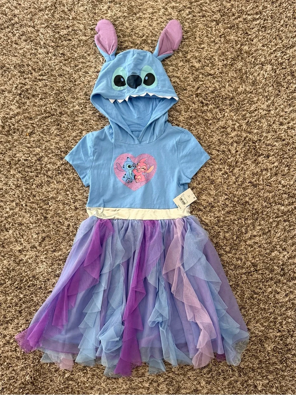 Disney NWT Lilo and Stitch blue and purple tutu dress with hood Girls size S 6/7